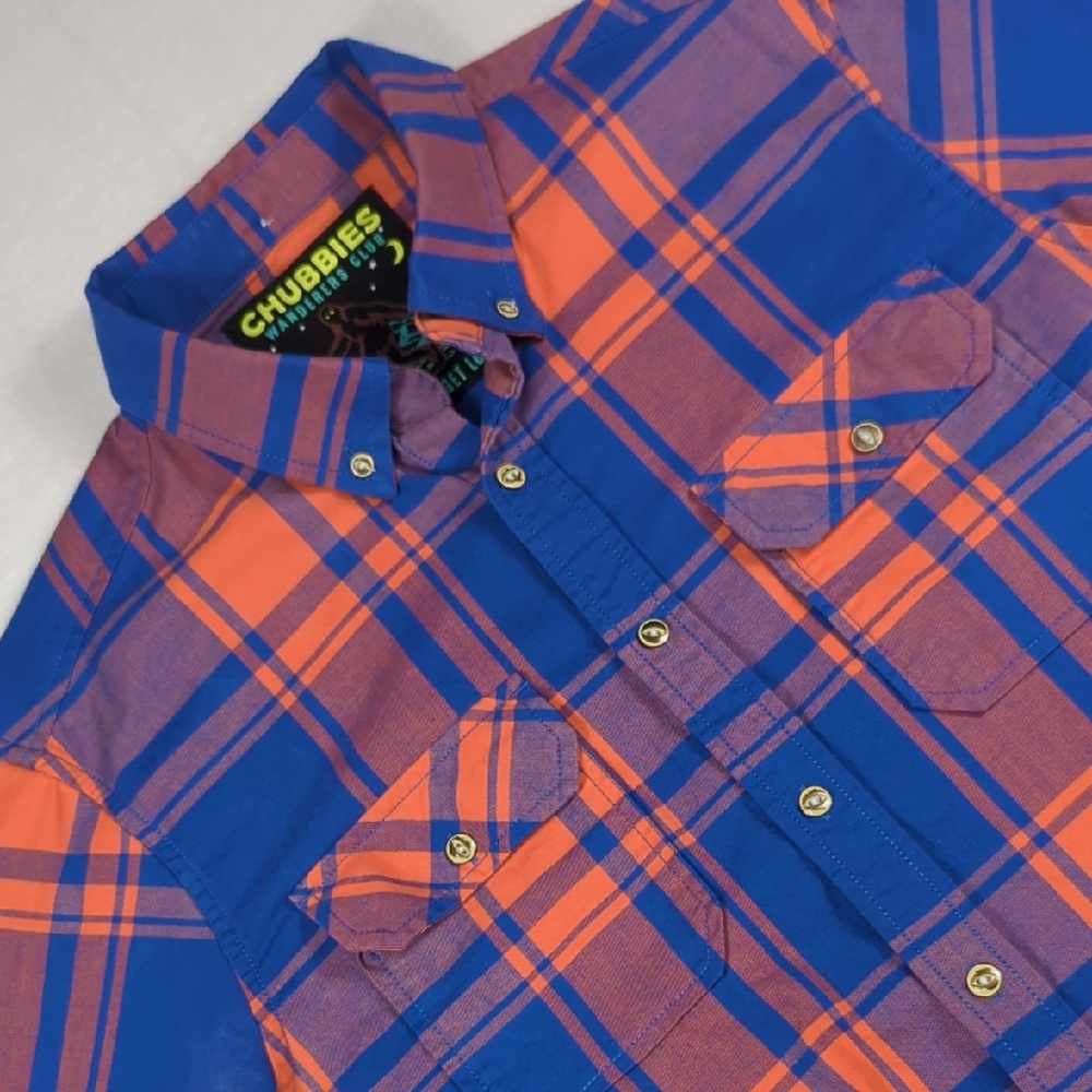 Chubbies Wanderers Club Plaid Long Sleeve Button-down Mens Shirt‎ Size Medium